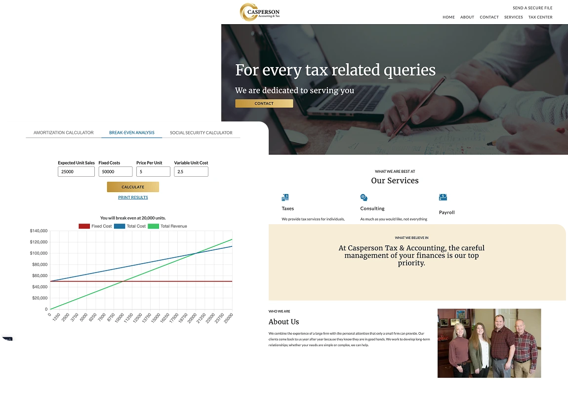 Casperson Tax Screenshots of website