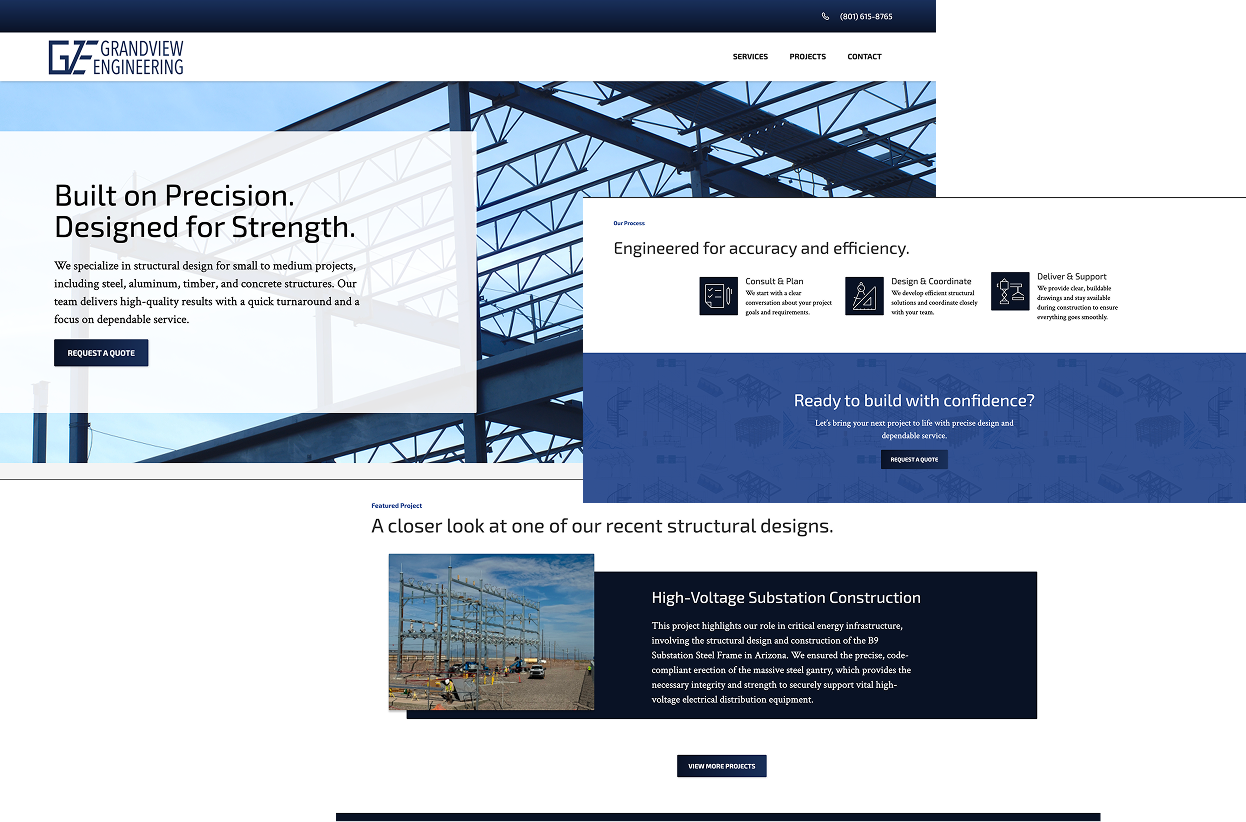 Grandview Engineering Website Screenshots