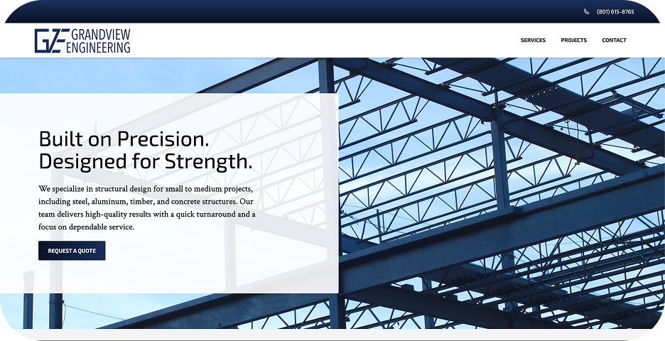 Grandview Engineering New Website Screenshot